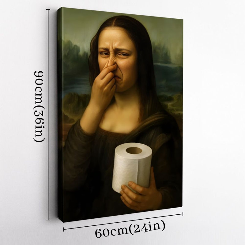 2 pièces, art mural sur toile encadré 1Pc, Mona Lisa, papier de toilette, impression sur toile de style réaliste classique