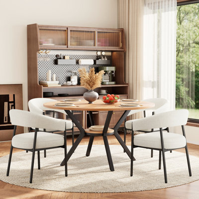 Ensemble de table de salle à manger moderne avec chaises rembourrées en chenille