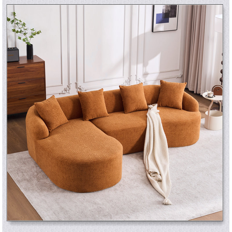 Canapé à compression polyvalent en chenille avec méridienne et coussins, parfait pour le confort et le style dans n'importe quelle maison