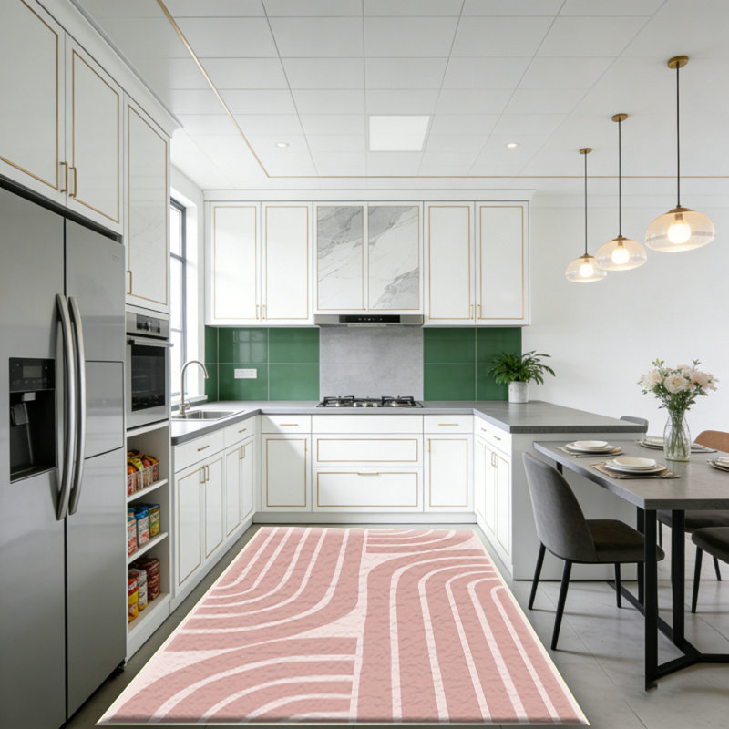 Abstract Washable Rugs 5x7, Soft Pink Rugs for Living Room Bedroom Girls, Ultra-Thin Non-Shedding Modern Throw Large Carpet for Dining Room Office(5'x7',Pink)