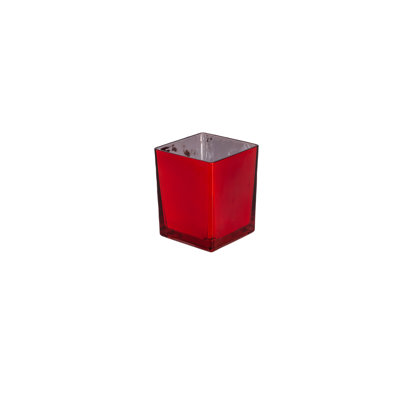 Vase cube en verre fabriqué à la machine avec galvanoplastie à l'intérieur