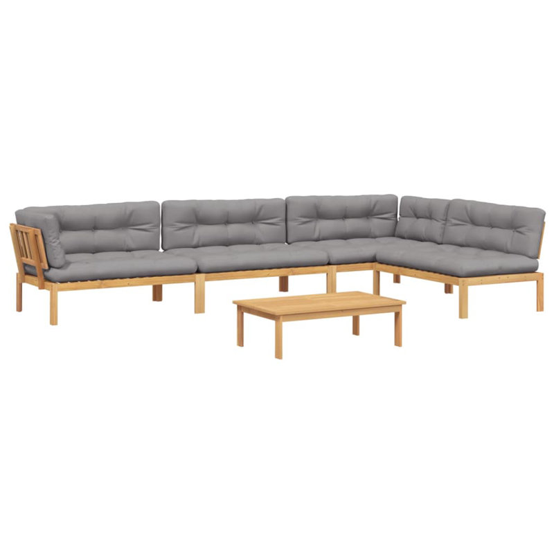Ensemble de canapé de patio avec coussins 5 pièces Lark Manor, 4 x coin + table, Taupe, Marron clair