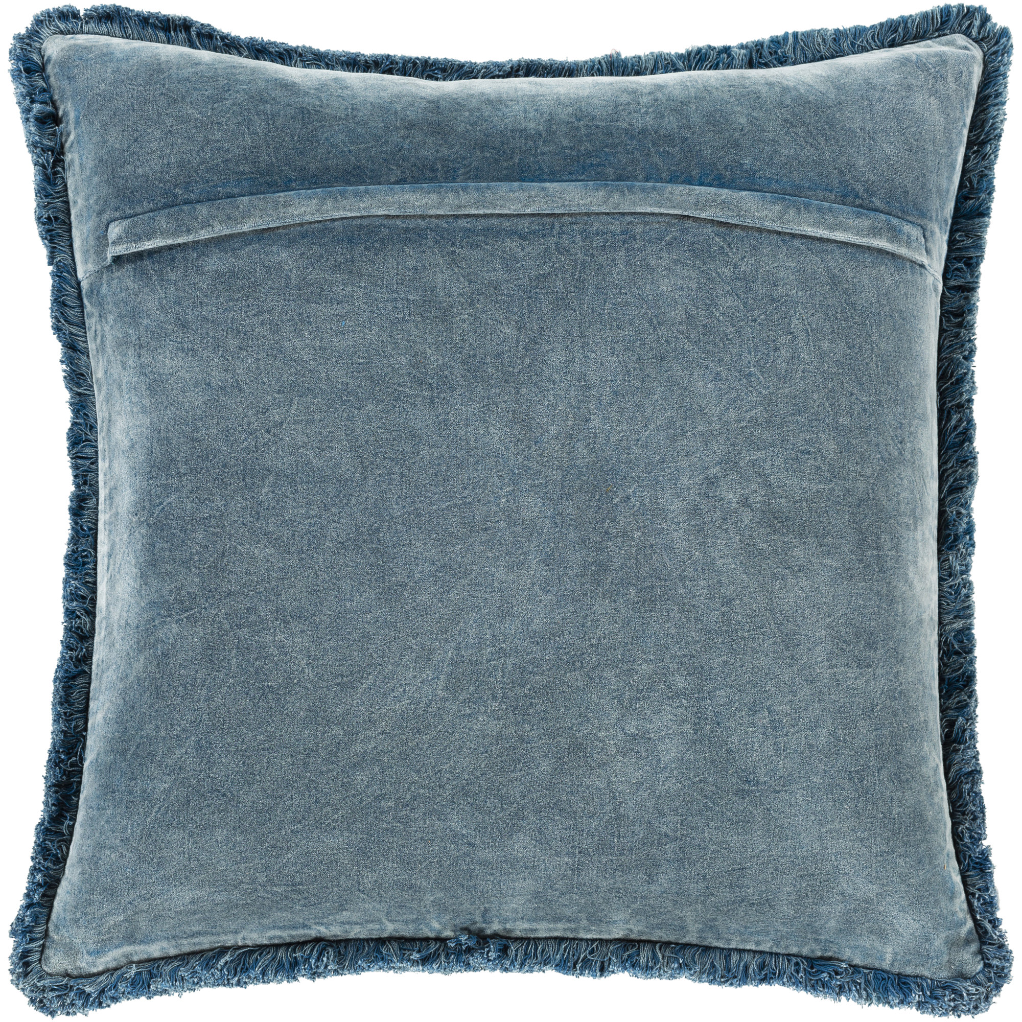 Steph Fringed Cotton Throw Pillow, Denim, 20" x 20", Pillow Cover Only - No Insert