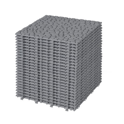 Carreaux de terrasse 12 po x 12 po à motif de galets imperméables et emboîtables en plastique gris (24 pièces)