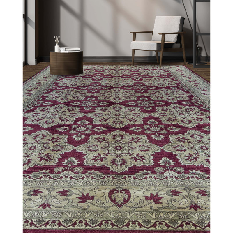 Hand-Knotted High-Quality Red and Gold Area Rug