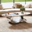Table basse ovale en faux marbre 49,2 po, base en acier inoxydable, table centrale-774913323