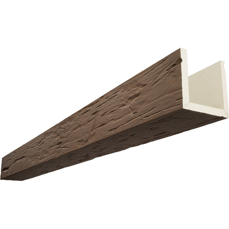 Poutre en imitation de bois taillée à la main à trois côtés (poutre en U), H 12 po x l 8 po, Cedar Bark, L 8 pi
