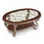 Table basse Freudenburg rustique avec plateau en verre et pieds en métal thermolaqués