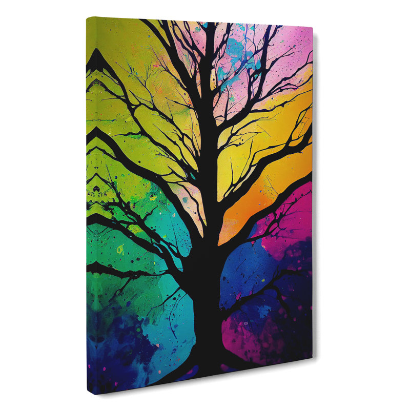 A Colourful Abstract Tree No.4 - Wrapped Canvas Print, 50cm H x 35cm W x 3cm D