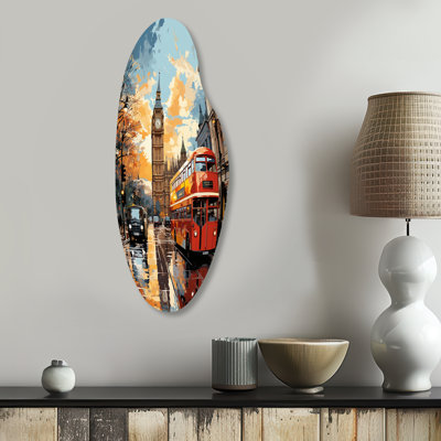 Ortie - Curved London Metal Wall Decor, Asymmetrical Metal Wall Sculpture Print