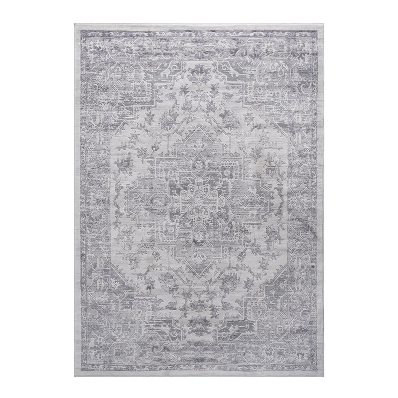 Naar Marfi Area Rugs, Silver/Oriental Accent Power Loom Machine -Crafted Rug, Rectangle 6'7" x 9'