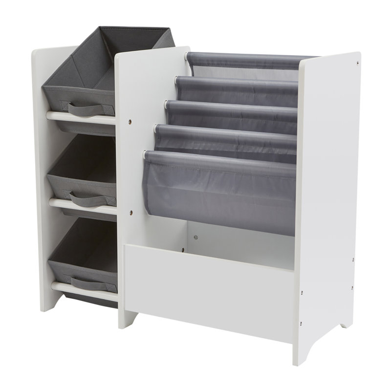 Kids White Display Unit With Fabric Storage Boxes