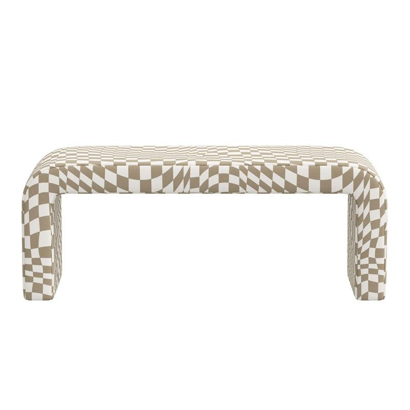 Banc rembourré Barley, Groovy brun clair à carreaux
