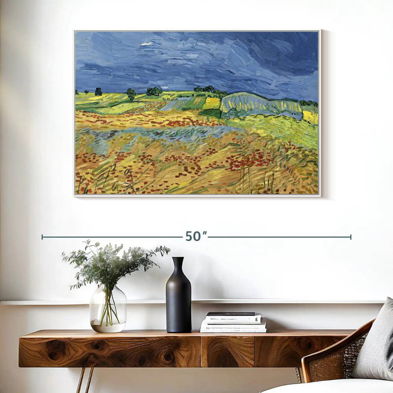 Les champs, Cadre flottant blanc, 40 po x 27 po