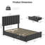 Upholstered Platform Bed Frame with 4 Storage Drawers, 42.9-45.7" Height Adjustable Headboard, Linen, Strong Wood Slats, No Box Spring Needed, Noise-Free Silent Design, Easy Assembly-1894544608-1894544610