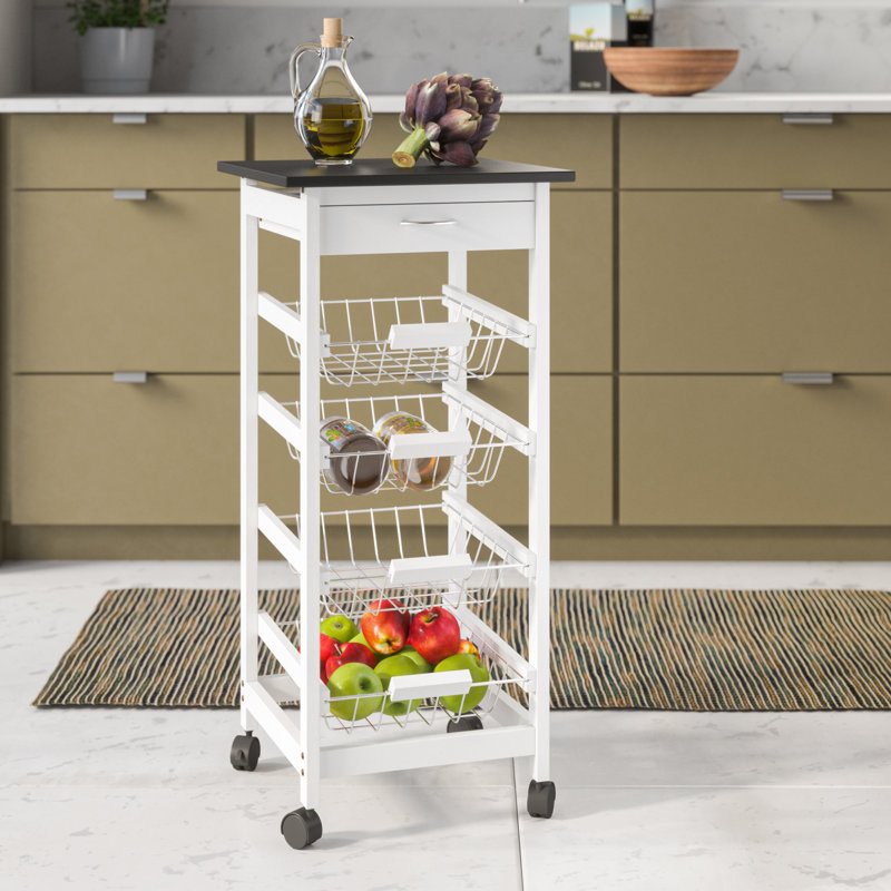 37cm W Solid Wood Kitchen Island, 81cm H x 37cm W x 37cm D, White