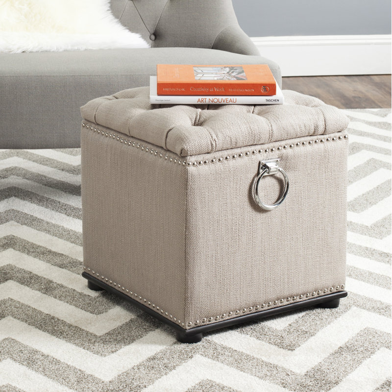 Repose-pieds capitonné avec rangement 18,9 po Arturo, Beige