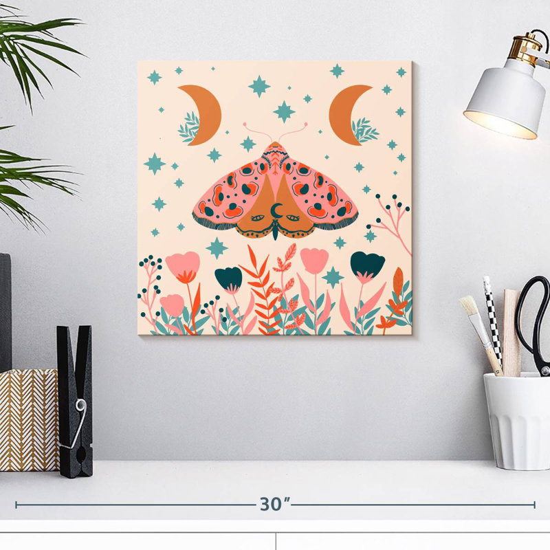 Brampt Moon And Moth, 16" H x 16" W