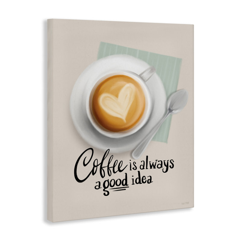 «Coffee Always Good Idea», art mural sur toile par House Fenway, H 20 po x l 16 po