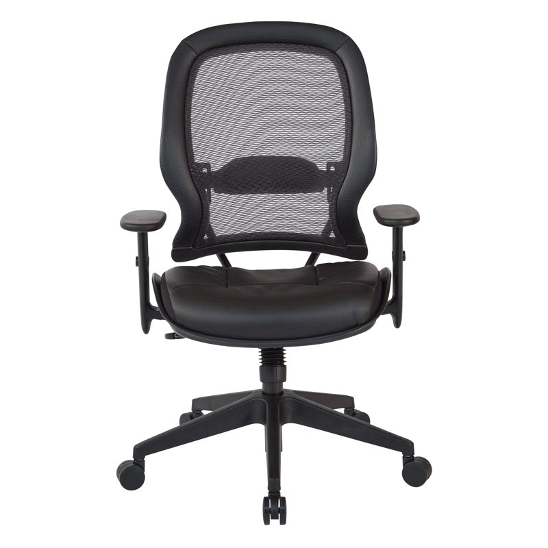 Black Mesh and Leather High-Back Executive Swivel Chair