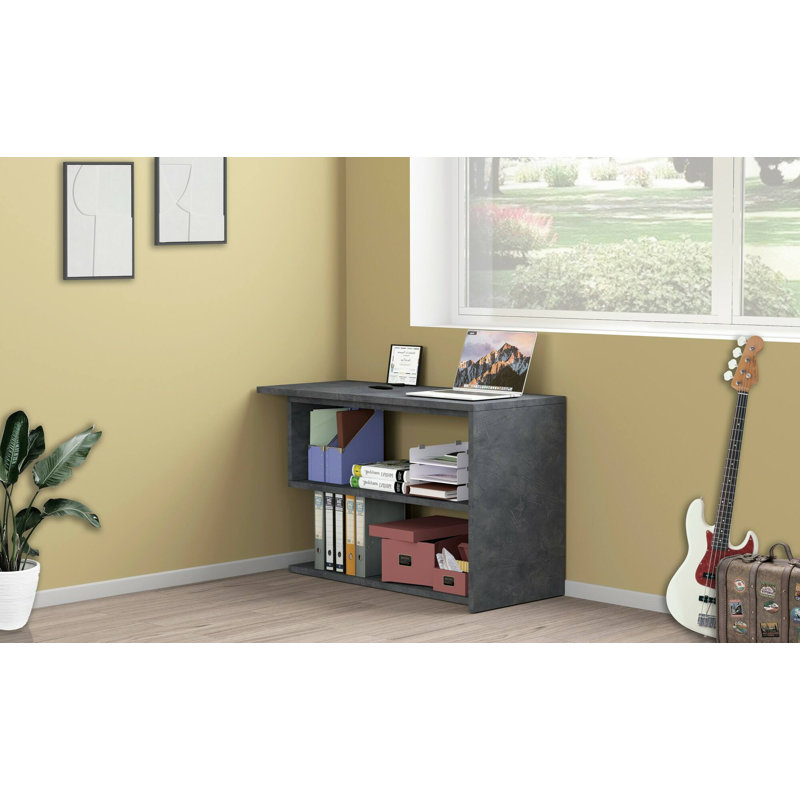 Casmer L-Shaped Writing Desk, Anthracite