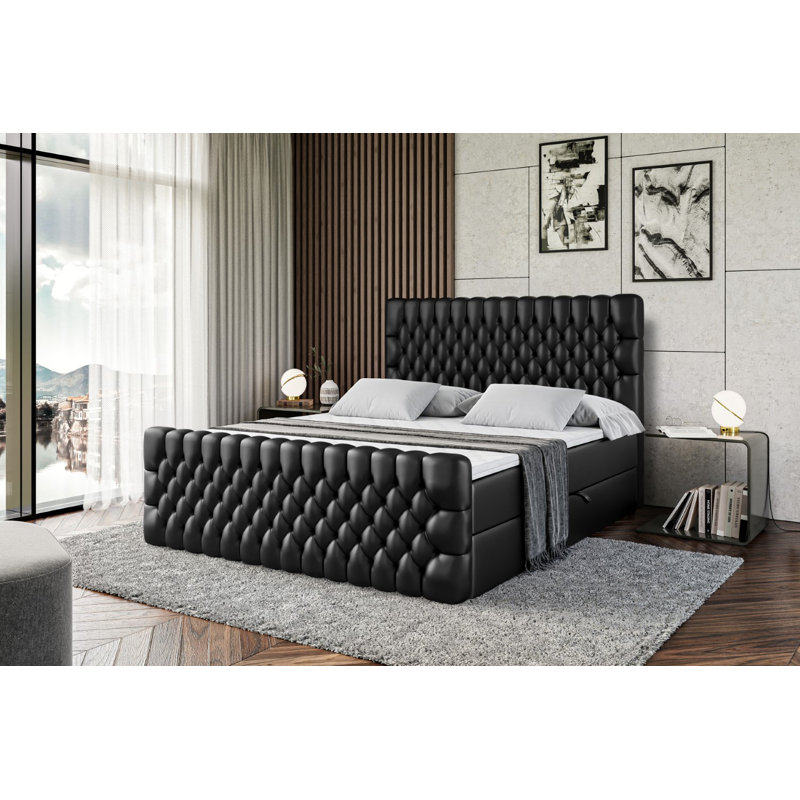 Bed with Mattress, Black, 120 x 200 cm