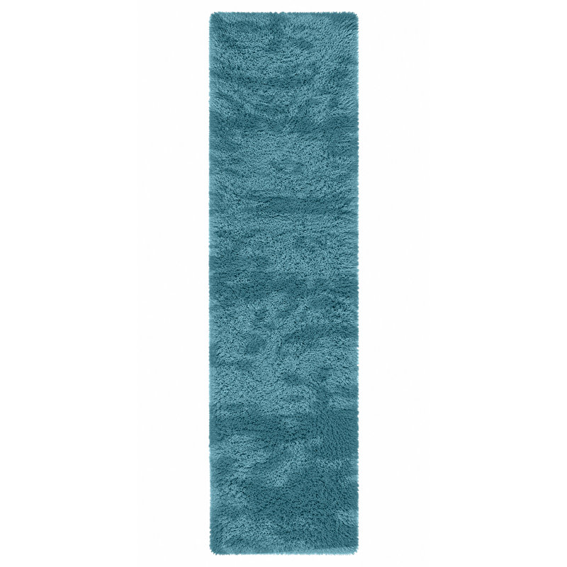 Luxury Plush Shaggy Area Rug & Runner, Soft Deep-Pile Non-Slip Living Room Carpet, Runner 80 x 150 cm, Tye Dye Teal