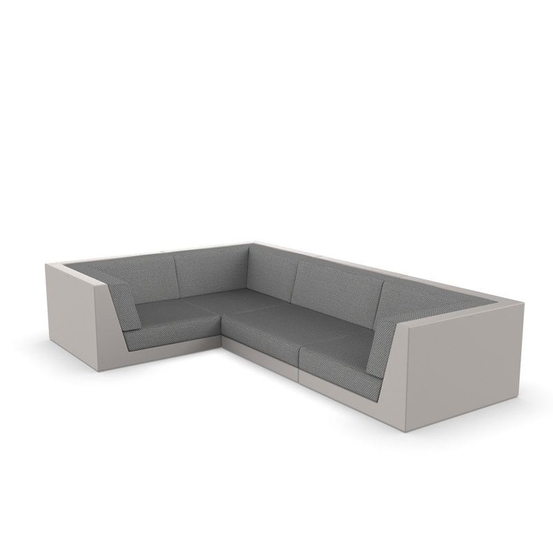 Pixel 119.25" Wide Outdoor U-Shaped Patio Sectional with Cushions, White, White