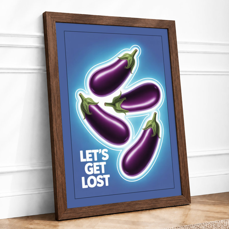 Neon Eggplant Pop Art - Print, Walnut, A3 - 42.0 x 29.7 cm