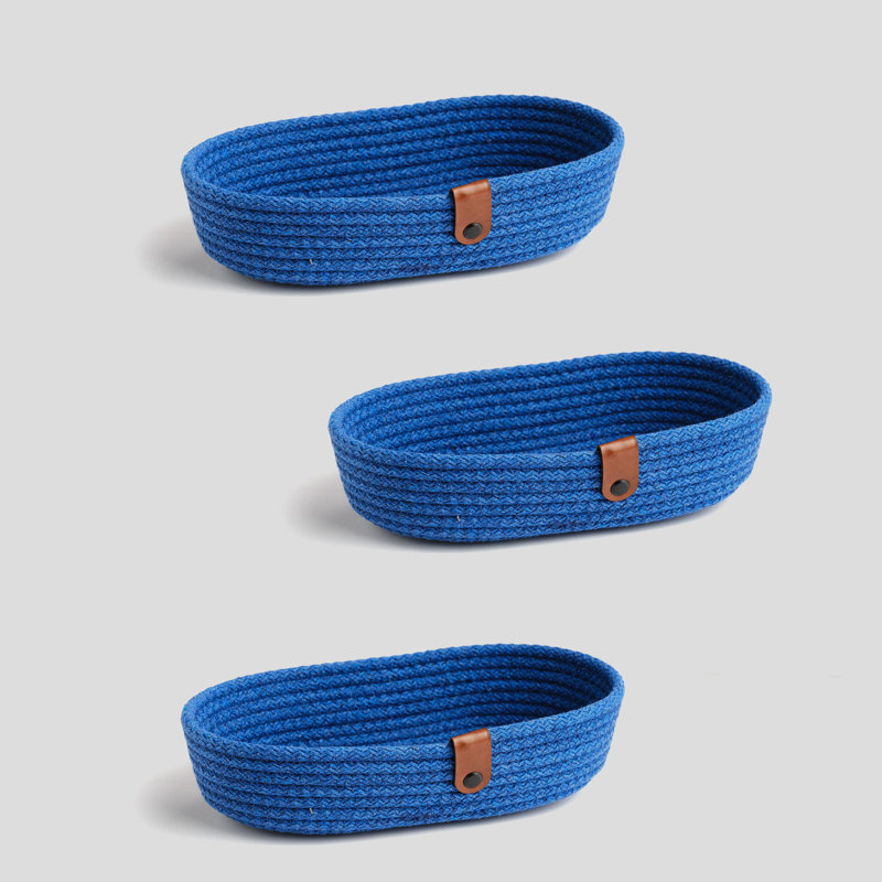Latitude Run Cotton Decorative Basket, Blue