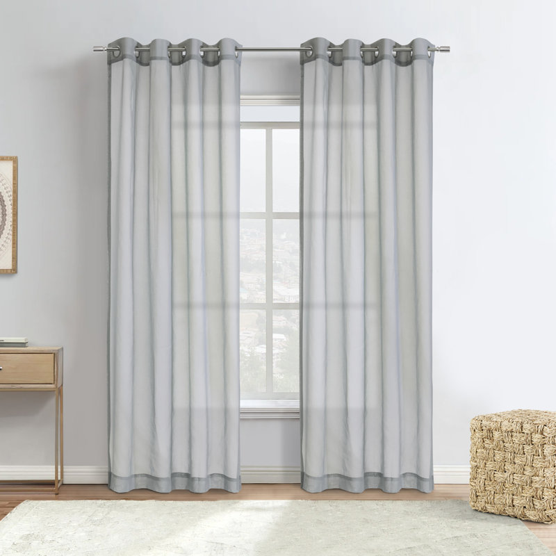 Panneau de rideau à œillets filtrant la lumière en gris Myriame, L 52 po x L 95 po