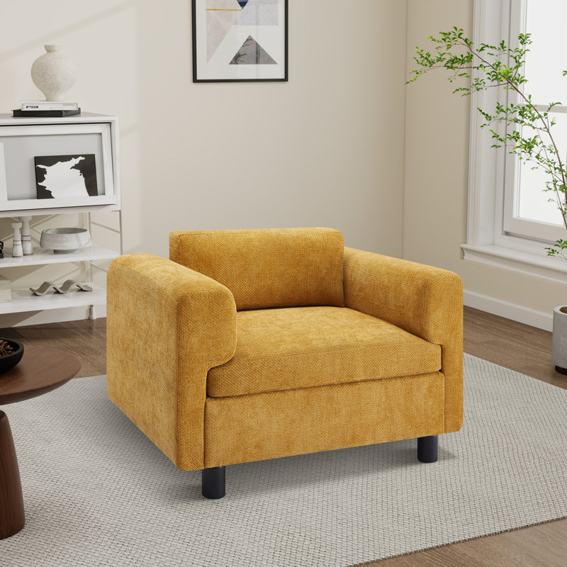 Fauteuil d'appoint rembourré l 45,48 po, Polyester jaune