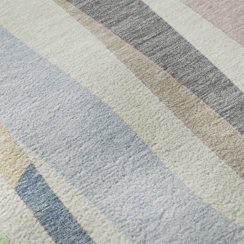 Premium Machine Washable Mayfield AMF2188 Striped Rug, Pearl, 9' x 12'