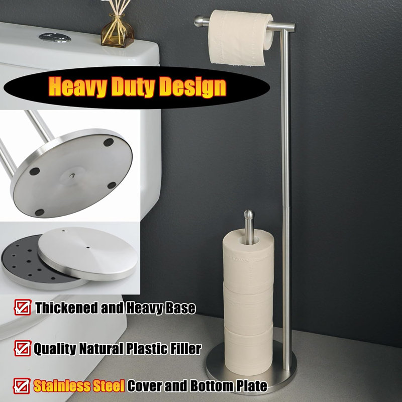 Porte-papier hygiénique sur pied, Argent