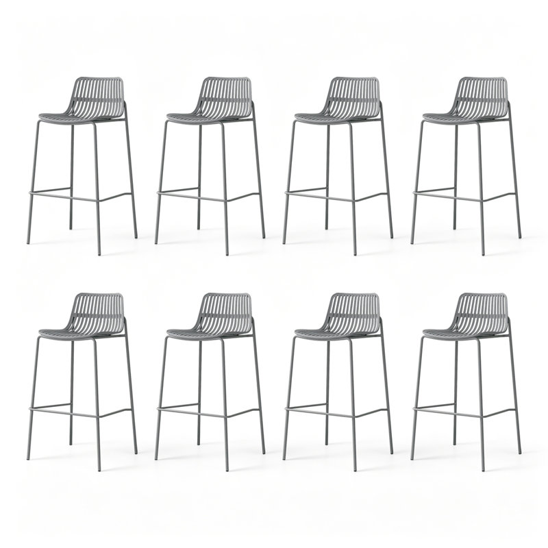 Chaise d'appoint à dossier bas gris (ensemble de 8), Grey, 8
