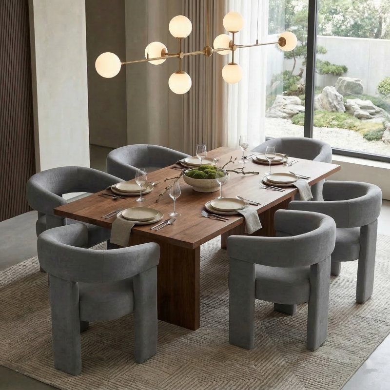 Chaise légère et luxueuse en velours, Gris