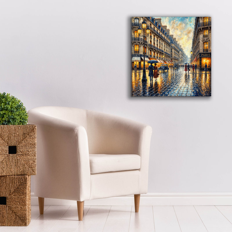 «Rainy Day In Paris» par Rey Klimt, art mural sur toile, H 26 po x l 26 po