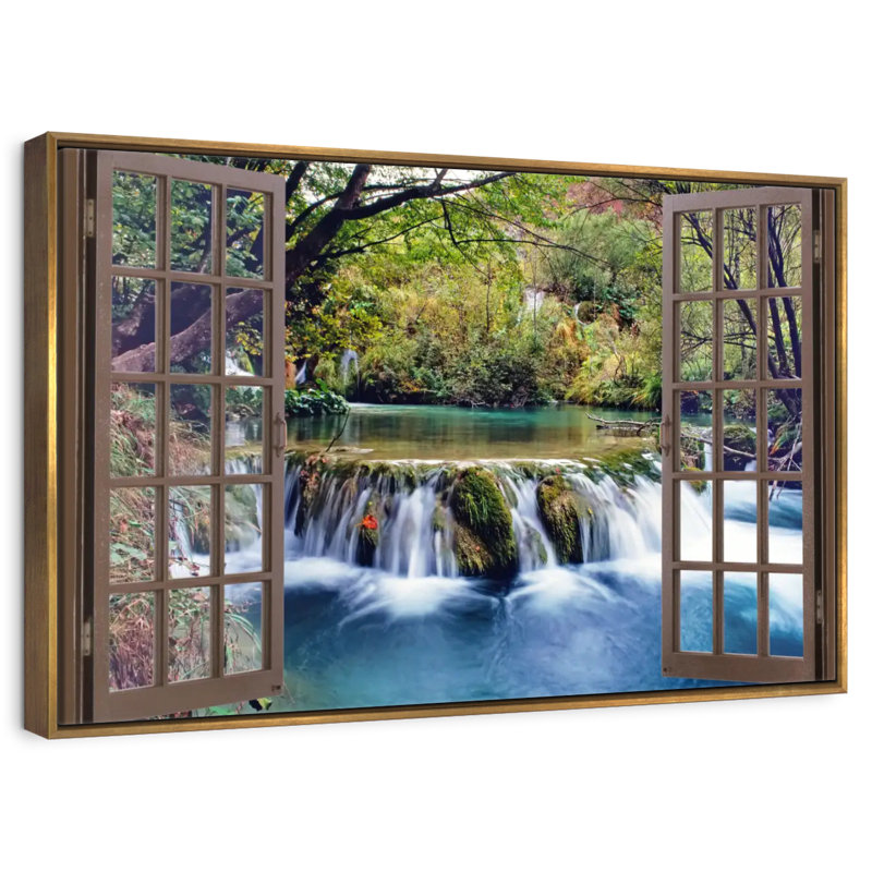 Open Window, Floating Frame Gold, 19" X 13"