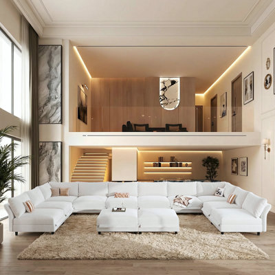 Knaack Oversized U-Shaped Wide Sectional Sofa | Upholstered Living Room Couch
