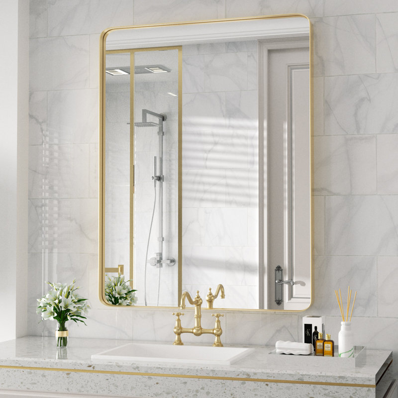 Eitzen Rectangle Wall Mirror High-Strength Tempered Glass and  Stainless Steels Framed Wall Mirror Accent Mirror, 40" x 30"