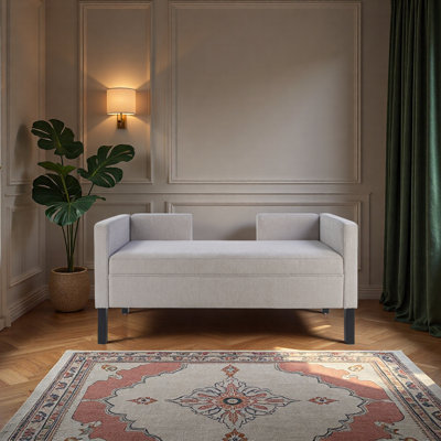 50"Ottoman with 2 Bolster Pillows  Wood Legs