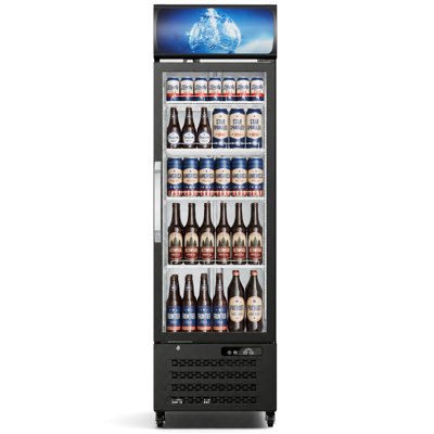 Réfrigérateur commercial de 14,8 pi³ avec porte vitrée, 4 tablettes réglables et présentoir lumineux
