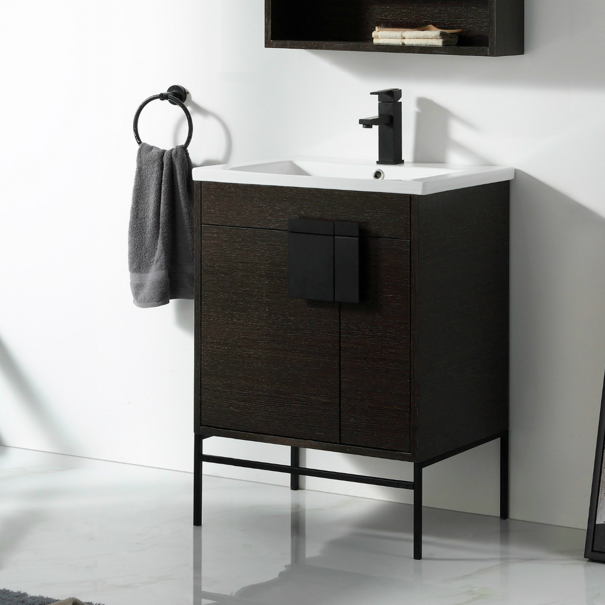 Maisie 24'' Single Bathroom Vanity, Black, Black Matte