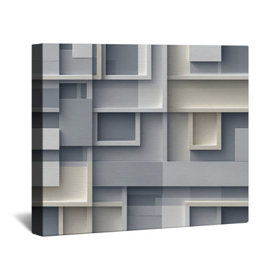 Gray Geometric Layers Canvas Gallery Wrap in Many Sizes