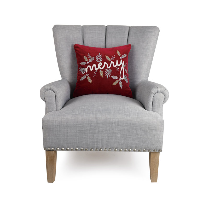 Merry Embroidered Velvet Pillow