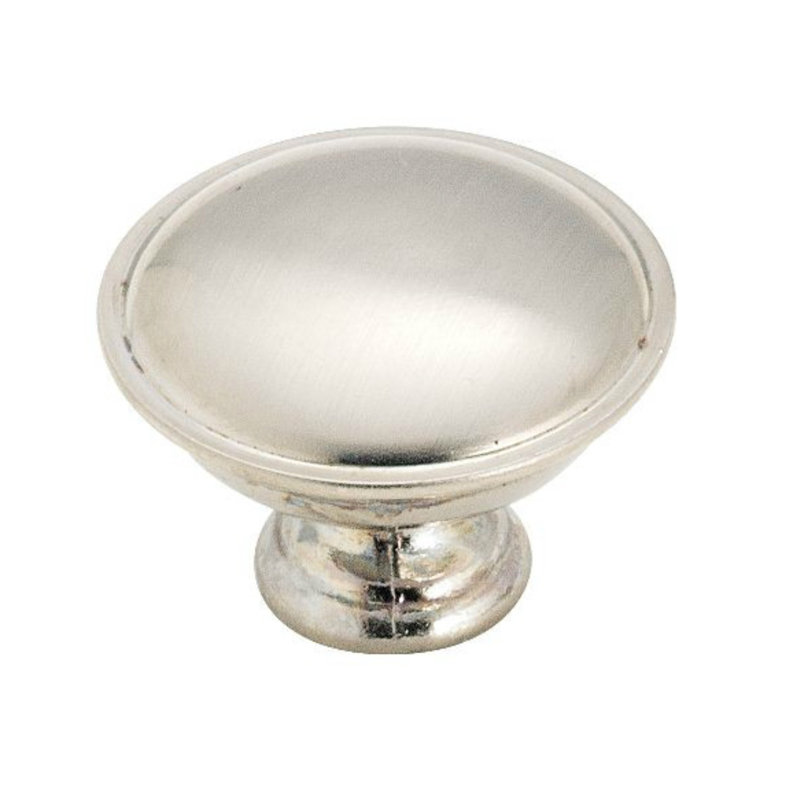 Brushed Chrome Round Cabinet Knob with Mounting Hardware