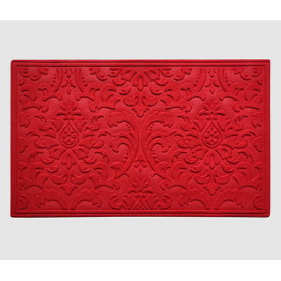Tapis de porte en polypropylène et caoutchouc Ofelliya Floral - 24 po x 36 po, robuste, intérieur / extérieur, imperméable et facile à nettoyer