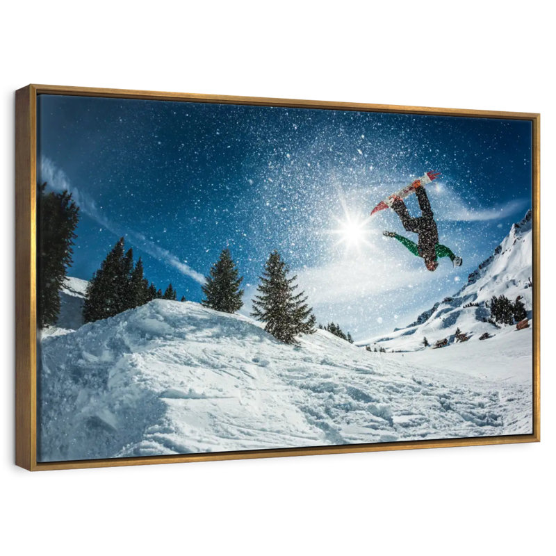 Snowboard, 46 po x 31 po, Cadre flottant doré