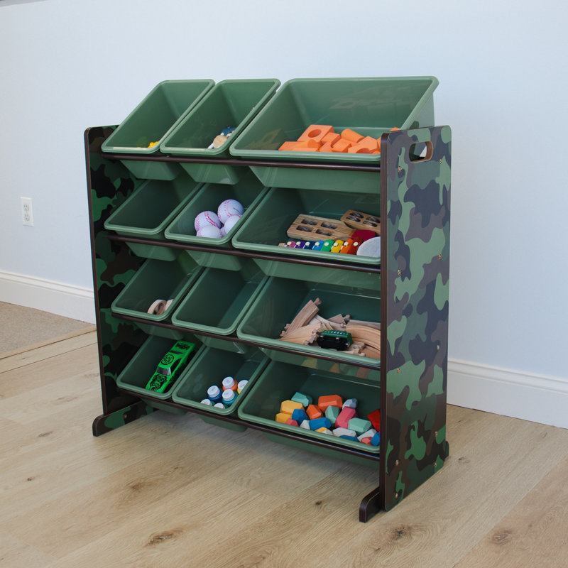 Organisateur de jouets avec bacs Rafael, Vert d’armée
