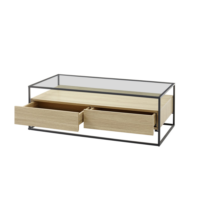 Frame Coffee Table with Storage, Brown
